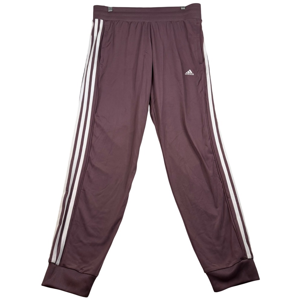 Adidas Womens Mauve Purple 3-Stripe Track Pants Joggers Size Large Recycled